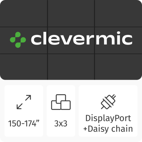 Видеостена 3x3 CleverMic DP-W55-1.8-500 165"